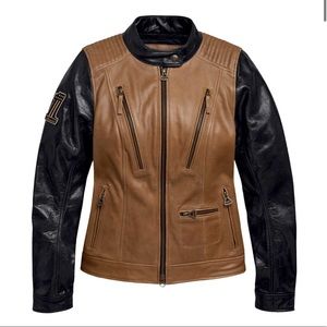 Harley-Davidson® Womens Arterial Colorblocked Buffalo Leather Jacket 98005-20VW